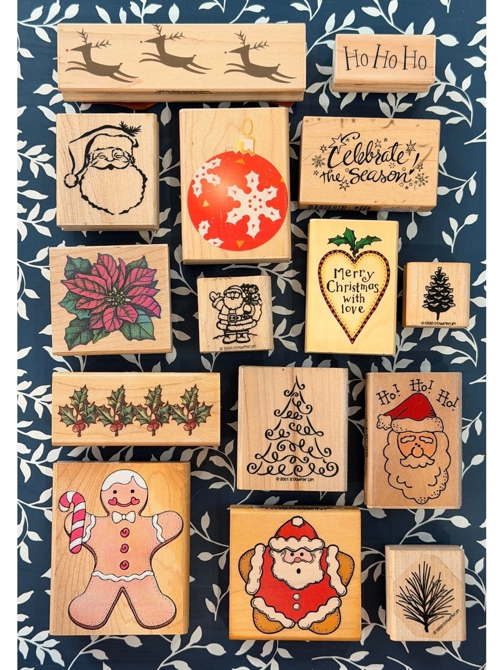 Vintage Christmas Rubber Stamp Lot Stampin’ Up Santa Reindeer Holiday